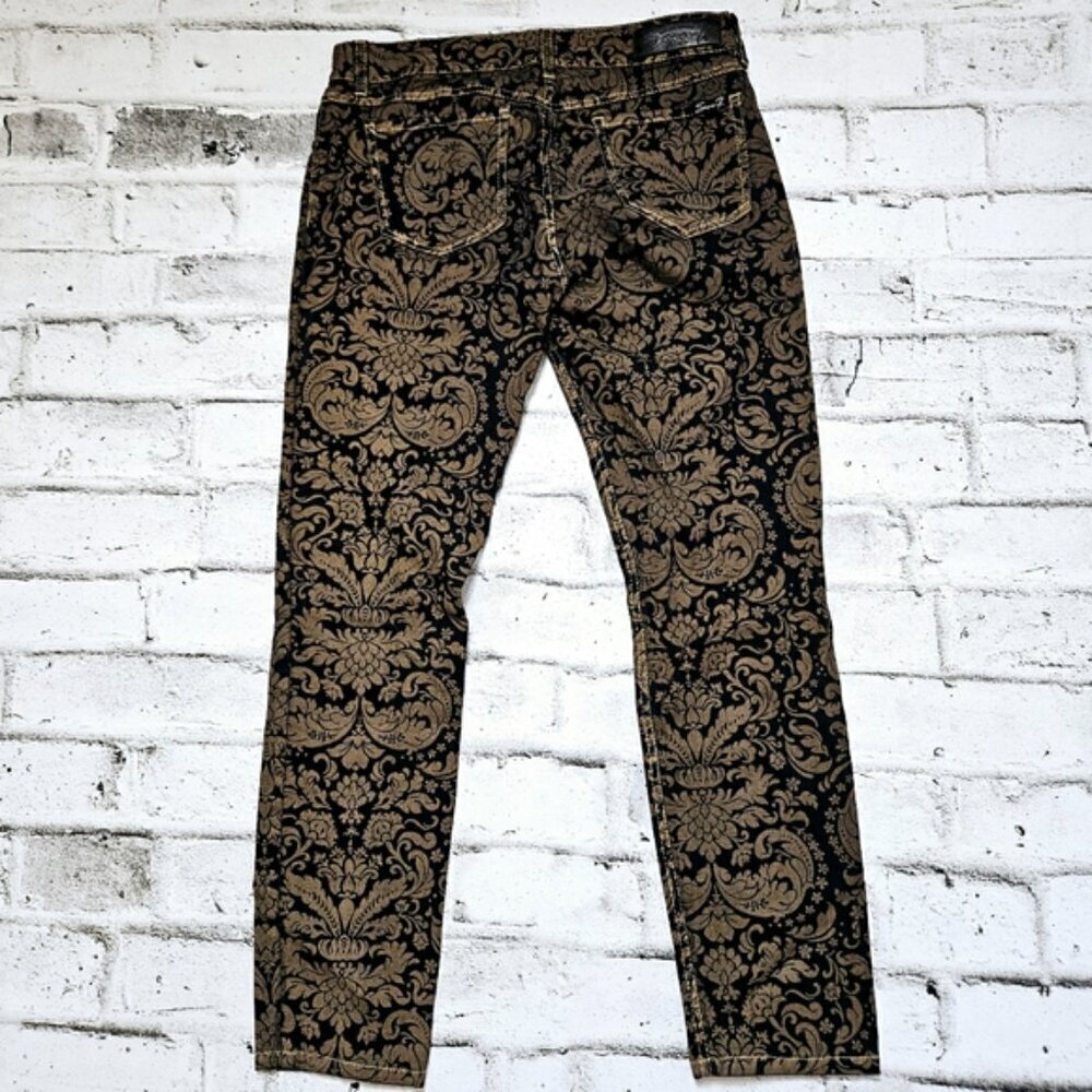 Seven7 Paisley Print Skinny Jeans Womens 6 Black Brown Stretch Mid Rise - Picture 5 of 10